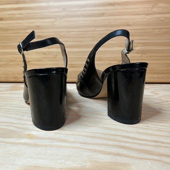 Marc Fisher Black Slingback Heels with Gold Studs side 8 - Picture 3 of 6